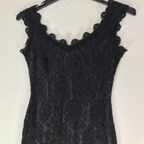 Expo Nite Sleeveless Fitted Lace Lined Dress Size 4 Knee Length Back Zipper - Picture 4 of 14